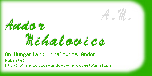 andor mihalovics business card